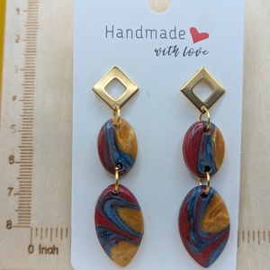 Kézműves fülbevaló polimer gyurmából (polymer clay)  - nagy, több részes - 099 - ékszer - fülbevaló - lógó fülbevaló - Meska.hu