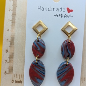 Kézműves fülbevaló polimer gyurmából (polymer clay)  - nagy, több részes - 102, Ékszer, Fülbevaló, Lógó fülbevaló, Ékszerkészítés, Gyurma, MESKA