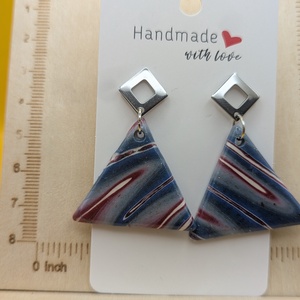 Kézműves fülbevaló polimer gyurmából (polymer clay), karácsonyi ajándék, háromszög - 120, Ékszer, Fülbevaló, Lógó fülbevaló, Ékszerkészítés, Gyurma, MESKA