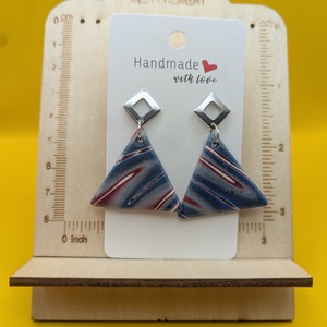 Kézműves fülbevaló polimer gyurmából (polymer clay), karácsonyi ajándék, háromszög - 120 - ékszer - fülbevaló - lógó fülbevaló - Meska.hu