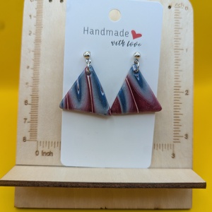Kézműves fülbevaló polimer gyurmából (polymer clay), karácsonyi ajándék, háromszög - 121 - ékszer - fülbevaló - lógó fülbevaló - Meska.hu