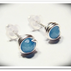 Kék achát bedugós fülbevaló - Meska.hu
