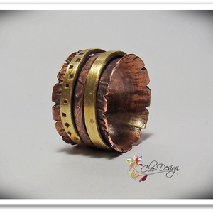 Antikolt vörös és sárgaréz gyűrű - Meska.hu