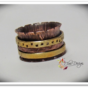 Antikolt vörös és sárgaréz gyűrű -  - Meska.hu