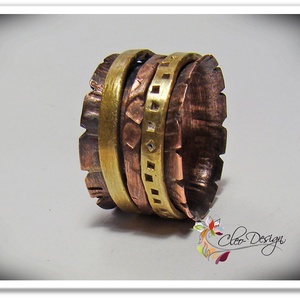 Antikolt vörös és sárgaréz gyűrű -  - Meska.hu