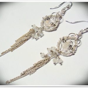 Szivárvány holdkő fülbevaló  - Meska.hu