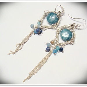 Ezüstözött, allergiamentes   fülbevaló kék csipke acháttal - Meska.hu