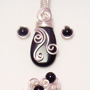 Ezüstözött, nikkelmentes ónix szett díszdobozban - Meska.hu