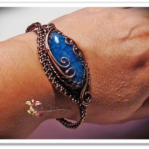 Antikolt vörösréz karkötő sárkányvér acháttal -  - Meska.hu