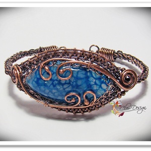 Antikolt vörösréz karkötő sárkányvér acháttal - Meska.hu