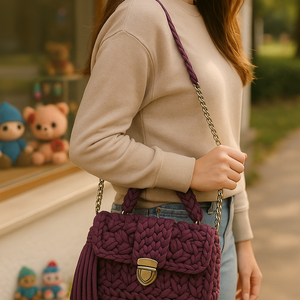 Bordó kézzel horgolt női kézitáska  Click+Stitch - táska & tok - kézitáska & válltáska - alkalmi táska - Meska.hu