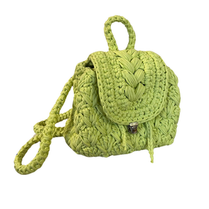 LimeZöld Horgolt Mini Hátizsák - táska & tok - hátizsák - hátizsák - Meska.hu