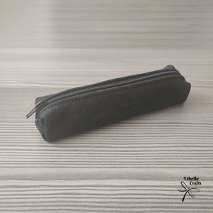 Gyűrt fekete bőrből készült tolltartó, Otthon & Életmód, Papír, írószer, Tolltartó & Ceruzatekercs, , MESKA