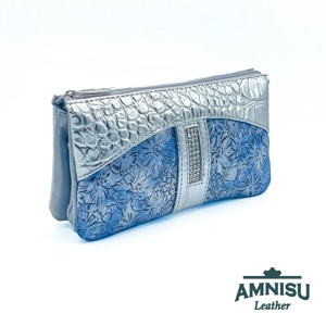 Ezüst krokkómintás - kék virág mintás egyenes kristály köves női pénztárca G1002, Táska & Tok, Pénztárca & Más tok, Pénztárca, Női pénztárca, , MESKA