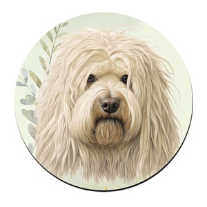 Fehér puli portré mintás bögre alátét, , , MESKA