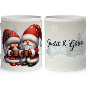 Névvel kérhető - Forró csokis karácsonyi manók mintás bögre, Otthon & Életmód, Konyhafelszerelés, tálalás, Tálalás, Bögre & Csésze, , MESKA