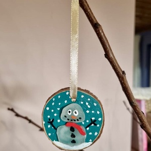 Mosolygó hóember tengeri üvegből � kézműves karácsonyfadísz - Meska.hu