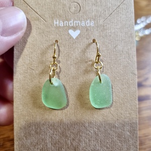 Valódi tengeri üvegből készült fülbevaló. , Ékszer, Fülbevaló, Lógó fülbevaló, Ékszerkészítés, MESKA