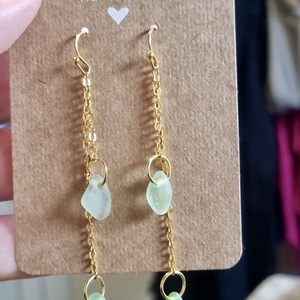 Valódi tengeri üvegből készült fülbevaló. , Ékszer, Fülbevaló, Lógó fülbevaló, Ékszerkészítés, MESKA