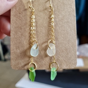 Valódi tengeri üvegből készült fülbevaló. , Ékszer, Fülbevaló, Lógó fülbevaló, Ékszerkészítés, MESKA