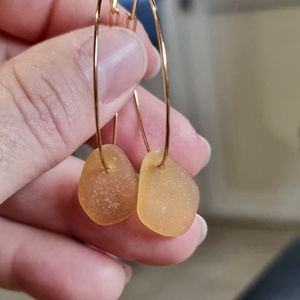 Valódi tengeri üvegből készült fülbevaló. , Ékszer, Fülbevaló, Lógó fülbevaló, Ékszerkészítés, MESKA