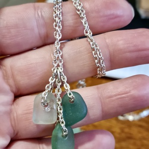 Valódi tengeri üvegből készült nyaklánc. , Ékszer, Nyaklánc, Medálos nyaklánc, Ékszerkészítés, MESKA