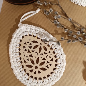 Nagyméretű virágos, horgolt, húsvéti függődísz (mag.: 19 cm), Otthon & Életmód, Dekoráció, Fali és függő dekoráció, Függődísz, Horgolás, MESKA