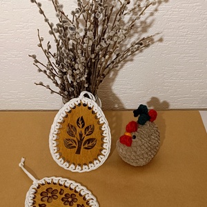2db Nagyméretű horgolt húsvéti függődísz (mag.: 16,5 cm + akasztó) , Otthon & Életmód, Dekoráció, Fali és függő dekoráció, Függődísz, Horgolás, MESKA
