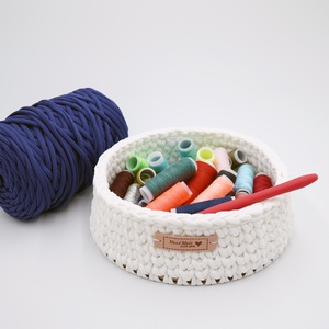 Horgolt fehér kosár (átm. 20 cm) - otthon & életmód - tárolás & rendszerezés - tárolókosár - Meska.hu