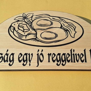 A boldogság egy jó reggelivel kezdődik., Otthon & Életmód, Dekoráció, Fali és függő dekoráció, Falra akasztható dekor, Famegmunkálás, MESKA