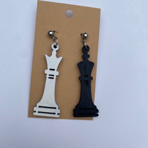 Sakkfülbevaló, Ékszer, Fülbevaló, Lógó fülbevaló, Famegmunkálás, MESKA