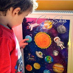 Óriás GALAXIS hűtőmágnes készlet A3-as háttérrel -  - Meska.hu