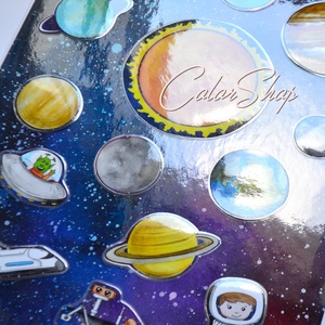 Óriás GALAXIS hűtőmágnes készlet A3-as háttérrel -  - Meska.hu