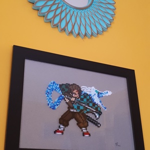 TANJIRO (Demon Slayer) pixel art kép - otthon & életmód - dekoráció - kép & falikép - 3d képek - Meska.hu