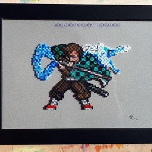TANJIRO (Demon Slayer) pixel art kép - otthon & életmód - dekoráció - kép & falikép - 3d képek - Meska.hu