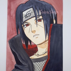 Itachi (Naruto) - eredeti akvarell (kerettel) - Meska.hu