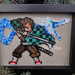 TANJIRO (Demon Slayer) pixel art kép - otthon & életmód - dekoráció - kép & falikép - 3d képek - Meska.hu
