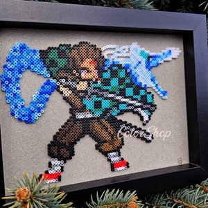 TANJIRO (Demon Slayer) pixel art kép - otthon & életmód - dekoráció - kép & falikép - 3d képek - Meska.hu