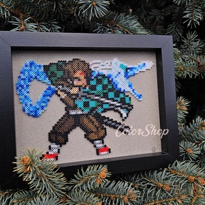 TANJIRO (Demon Slayer) pixel art kép - otthon & életmód - dekoráció - kép & falikép - 3d képek - Meska.hu