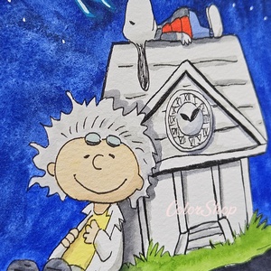 Vissza a jövőbe Snoopyval - eredeti akvarell - művészet - festmény - akvarell - Meska.hu