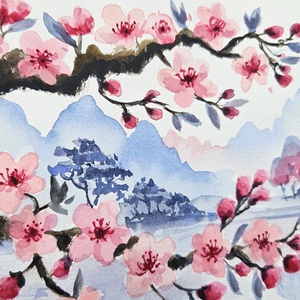 Japán tavasz - eredeti akvarell, Művészet, Festmény, Akvarell, Fotó, grafika, rajz, illusztráció, Festészet, MESKA