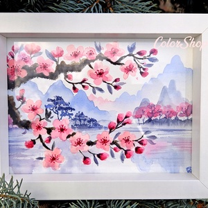 Japán tavasz - eredeti akvarell - művészet - festmény - akvarell - Meska.hu