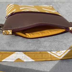 Crossbody  Mustársárga etno mintás   - táska & tok - kézitáska & válltáska - vállon átvethető táska - Meska.hu