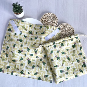 Újra szett - Újraszalvéta és Nasizacsi  M Méret - Kaktusz minta - otthon & életmód - konyhafelszerelés, tálalás - konyhai textil - szalvéta - Meska.hu