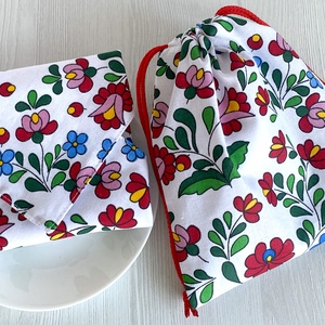 Újra szett - Újraszalvéta és Nasizacsi  M Méret - Kalocsai mintás - otthon & életmód - konyhafelszerelés, tálalás - konyhai textil - szalvéta - Meska.hu