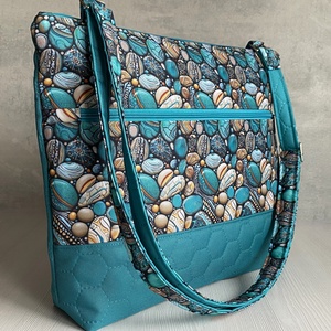 Crossbody  Türkiz, kavicsmintás  - táska & tok - kézitáska & válltáska - vállon átvethető táska - Meska.hu