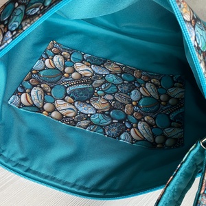 Crossbody  Türkiz, kavicsmintás  - táska & tok - kézitáska & válltáska - vállon átvethető táska - Meska.hu