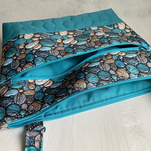 Crossbody  Türkiz, kavicsmintás  - táska & tok - kézitáska & válltáska - vállon átvethető táska - Meska.hu