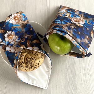 Gyűrődésmentes, vízlepergető Újraszalvéta és Nasizacsi - Kék virágok, Otthon & Életmód, Konyhafelszerelés, tálalás, Konyhai textil, Szalvéta, Varrás, MESKA