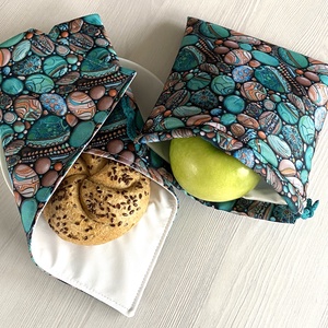 Gyűrődésmentes, vízlepergető Újraszalvéta és Nasizacsi - Türkizzöld kavicsok, Otthon & Életmód, Konyhafelszerelés, tálalás, Konyhai textil, Szalvéta, Varrás, MESKA